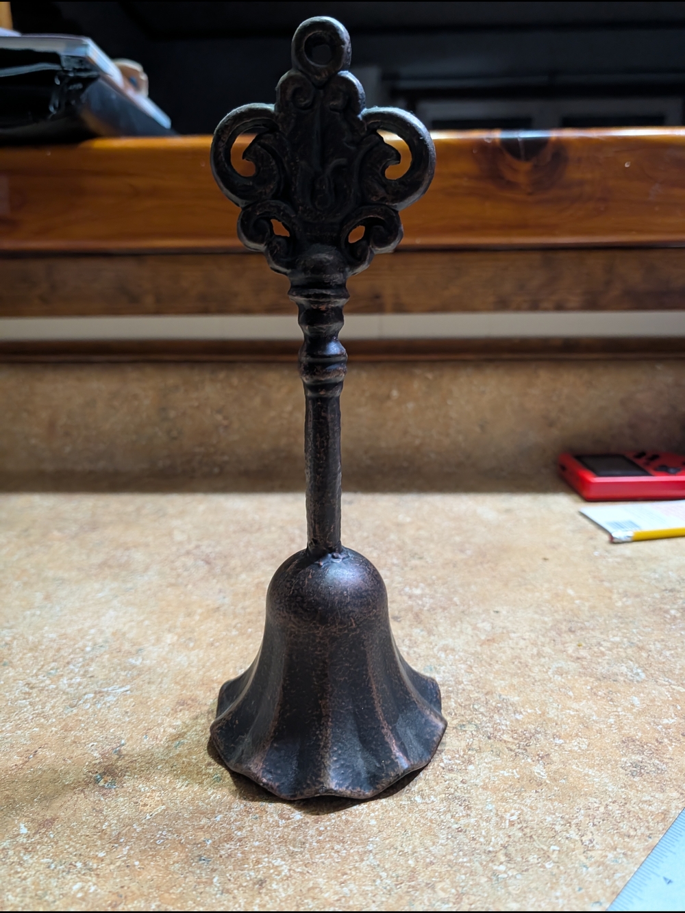 Antique-Style Decorative Hand Bell in Dark Bronze